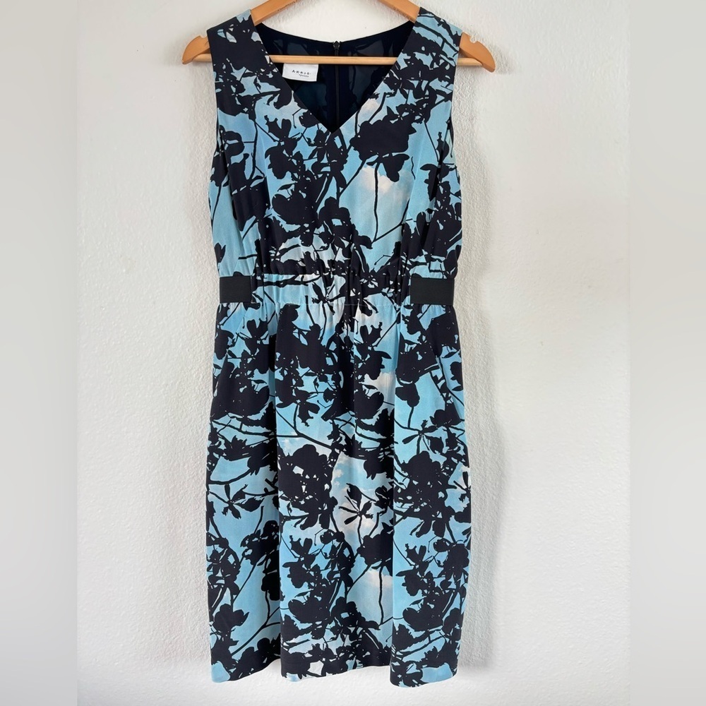 Akris Punto Silk Blue/Black Sheath Short Dress 8